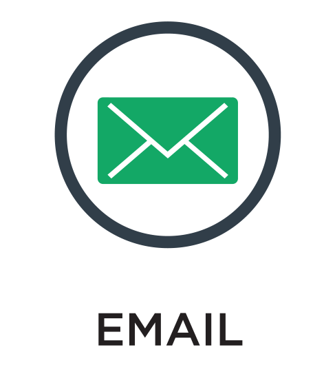 Email text - green email icon with black circle